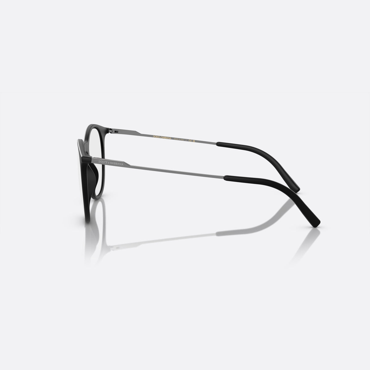 Dolce & Gabbana DG5031 2525 eyeglasses, black phantos frame for men, plain bridge, brand lettering on temples, matte black finish, side view