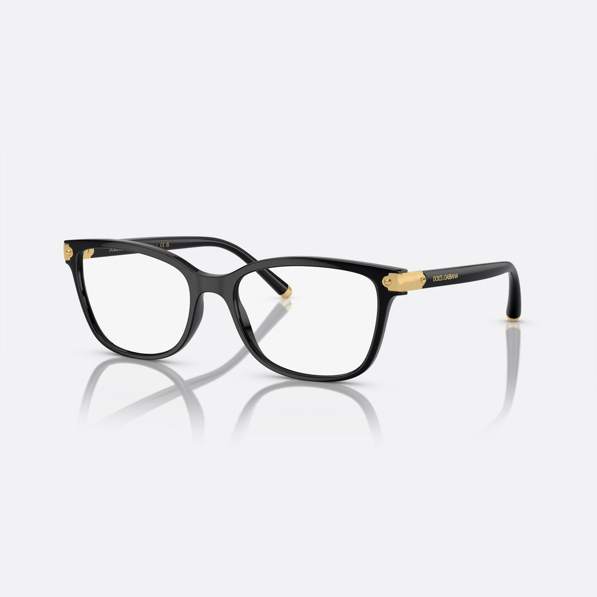Dolce & Gabbana DG5036 501 eyeglasses, black butterfly frame for women, plain bridge with slim profile, brand lettering on temples
