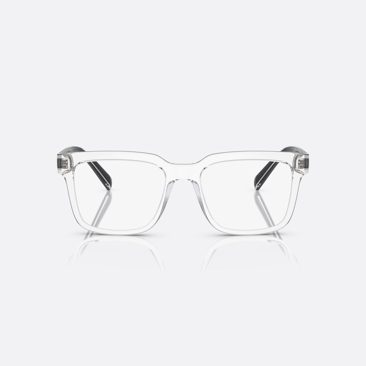 Dolce & Gabbana DG5101 3133 V eyeglasses, clear square frame for men, plain bridge, brand lettering on temples, flat temples