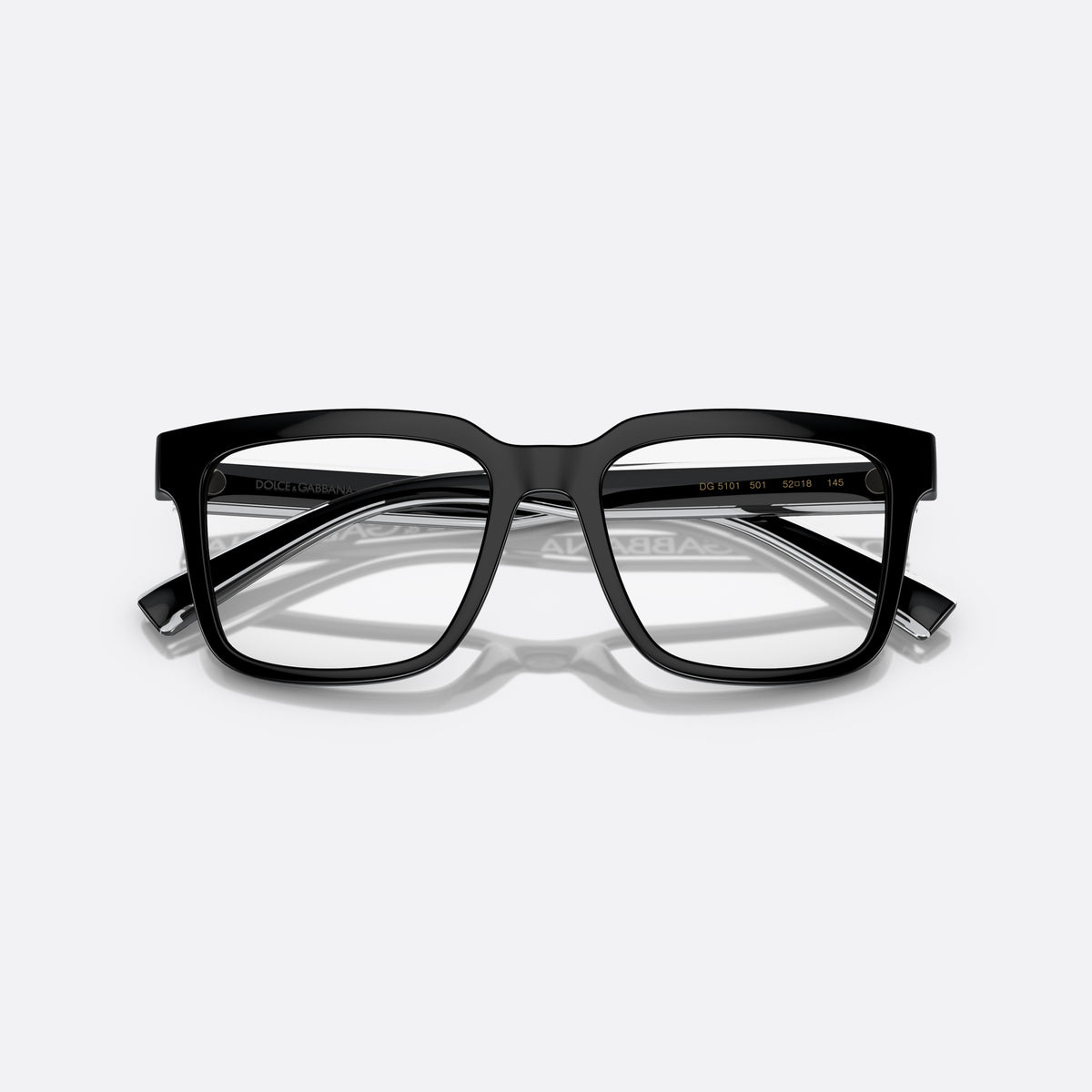 Rame ochelari de vedere Dolce & Gabbana DG5101 501 A, patrati negru, pentru bărbați, punte simplă tip șa, literele brandului pe brațe