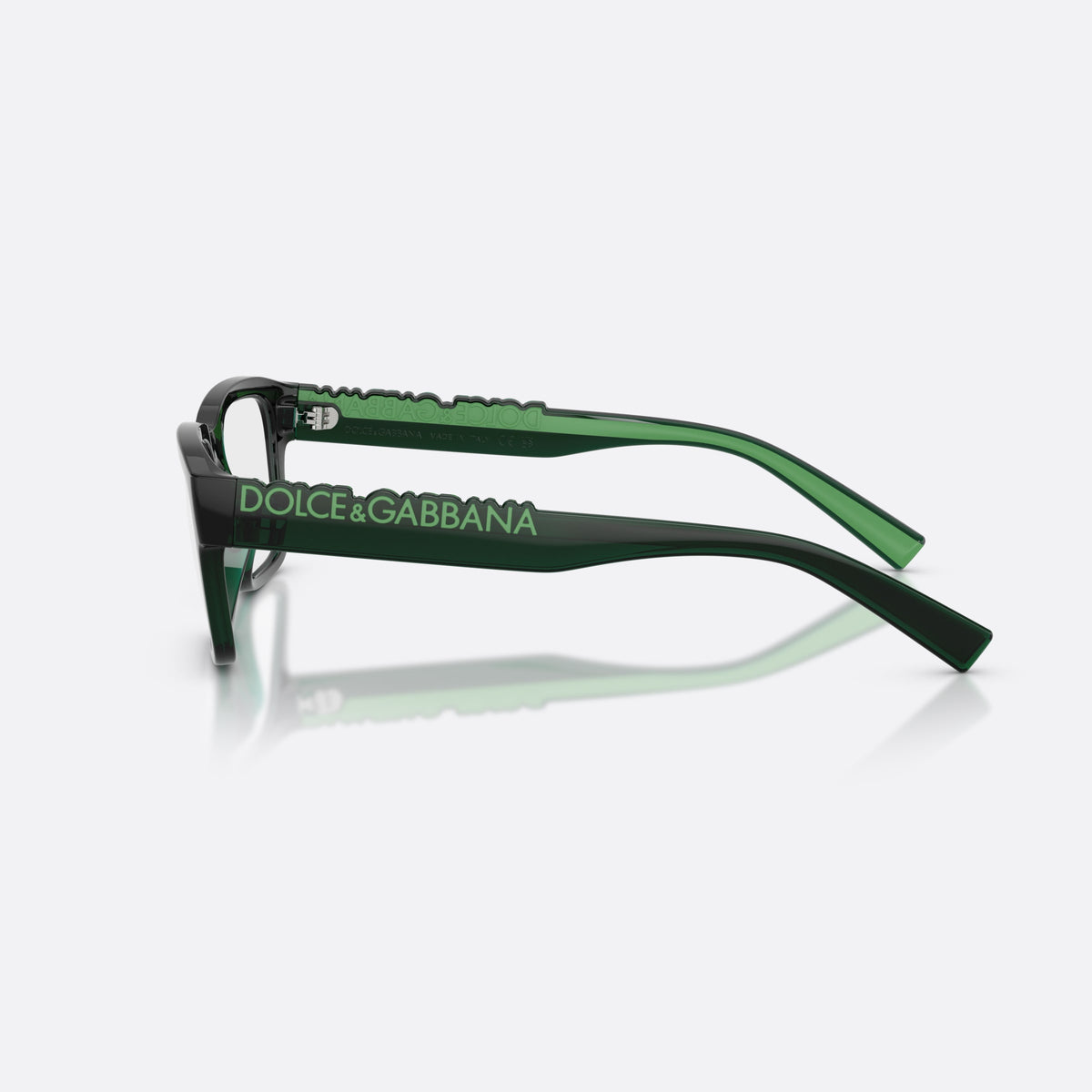 Rame ochelari de vedere Dolce & Gabbana DG5112 3008, rectangulari verde, unisex, punte simplă, literele brandului pe brațe, ramă completă, vedere laterală