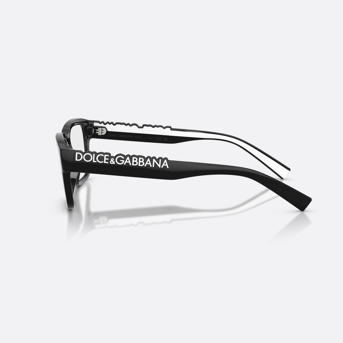 Rame ochelari de vedere Dolce & Gabbana DG5112 501, rectangulari negru, unisex, punte simplă tip șa, logo al brandului în relief pe brațe, vedere laterală