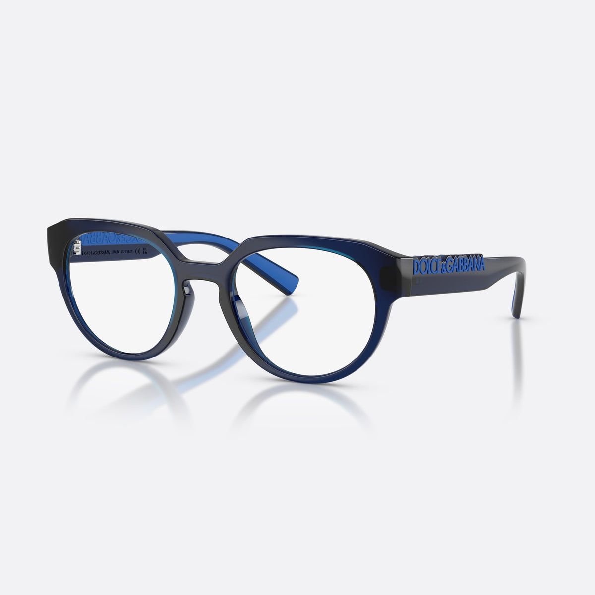 Dolce & Gabbana DG5113 3009 eyeglasses, blue phantos frame, unisex, raised brand lettering on temples