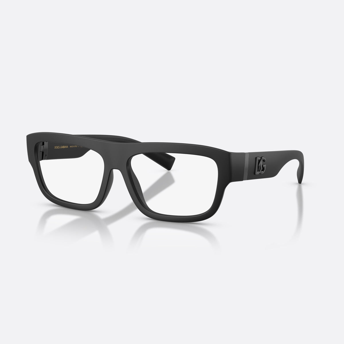 Dolce & Gabbana DG5114 2525 eyeglasses, black rectangle frame for men, plain saddle bridge, brand logo on temple