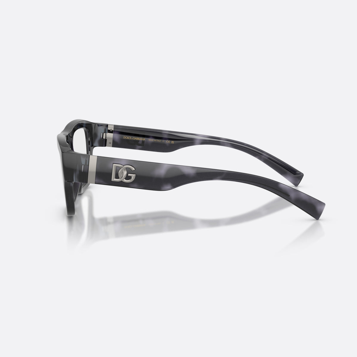 Dolce & Gabbana DG5114 3443 eyeglasses, blue rectangle frame for men, plain saddle bridge, brand logo on temple, side view