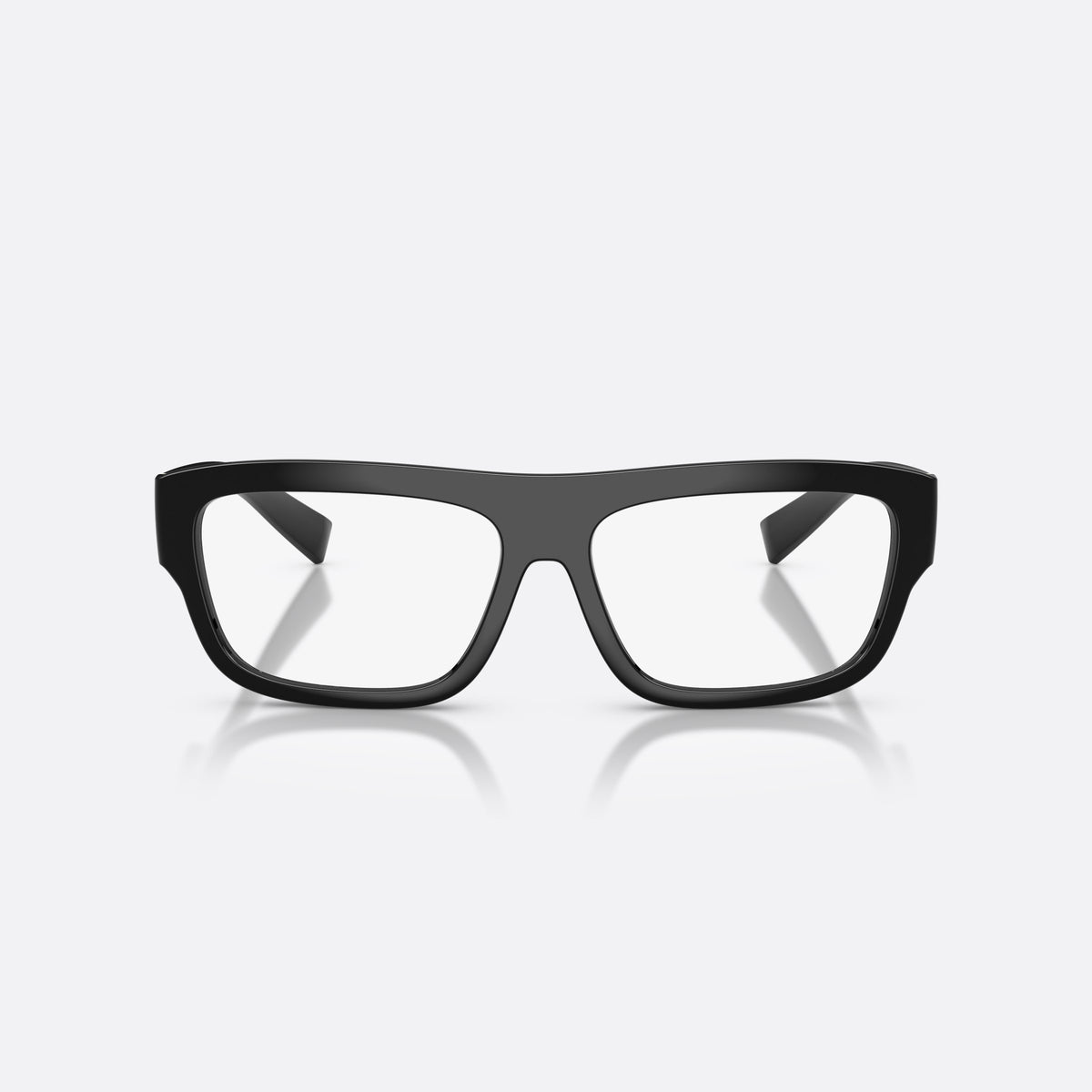 Dolce & Gabbana DG5114 501 eyeglasses, black rectangle frame for men, saddle bridge, gold-tone brand logo on temple, front view