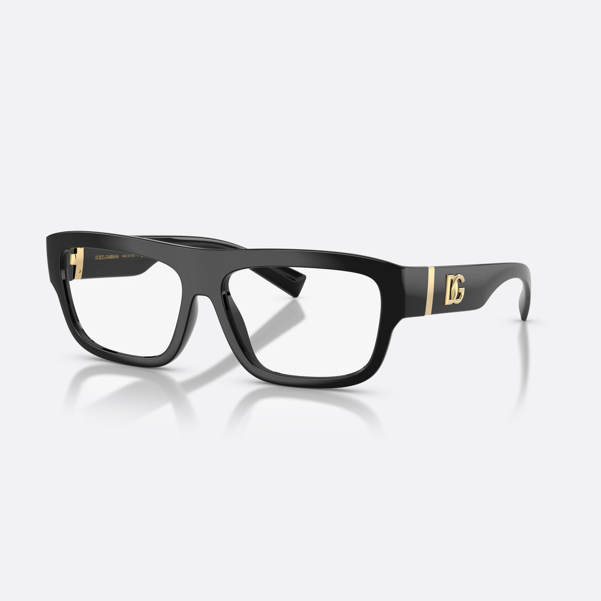 Rame ochelari de vedere Dolce & Gabbana DG5114 501, rectangulari negru, pentru bărbați, punte simplă tip șa, placă cu logo-ul brandului pe braț