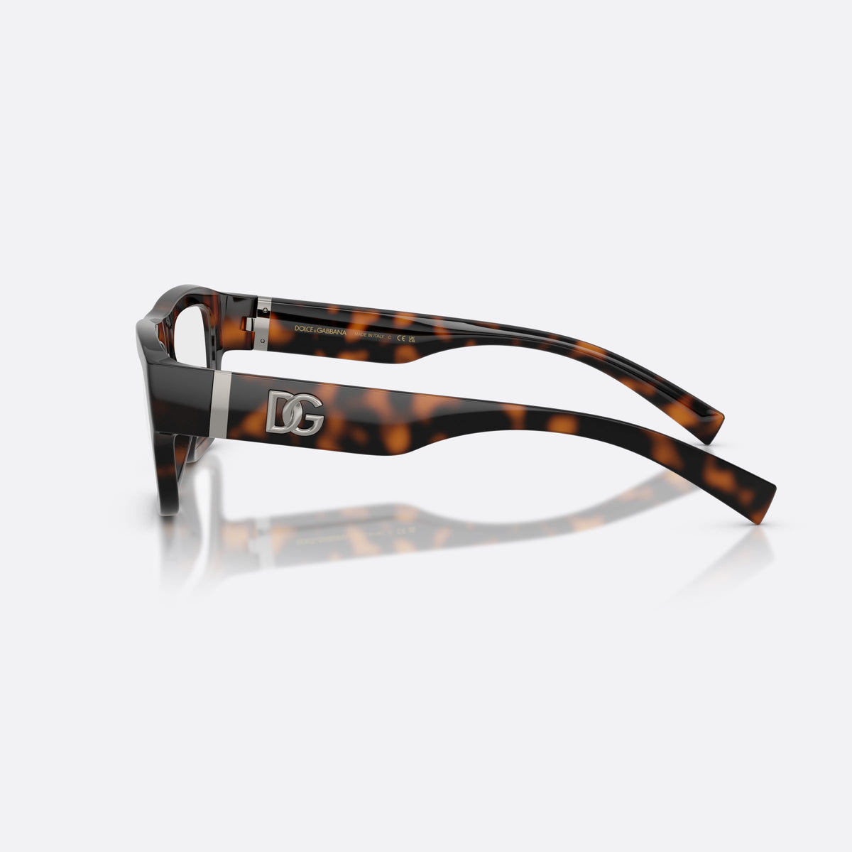 Rame ochelari de vedere Dolce & Gabbana DG5114 502, rectangulari havana, pentru bărbați, punte tip șa, logo al brandului pe braț, ramă completă, vedere laterală