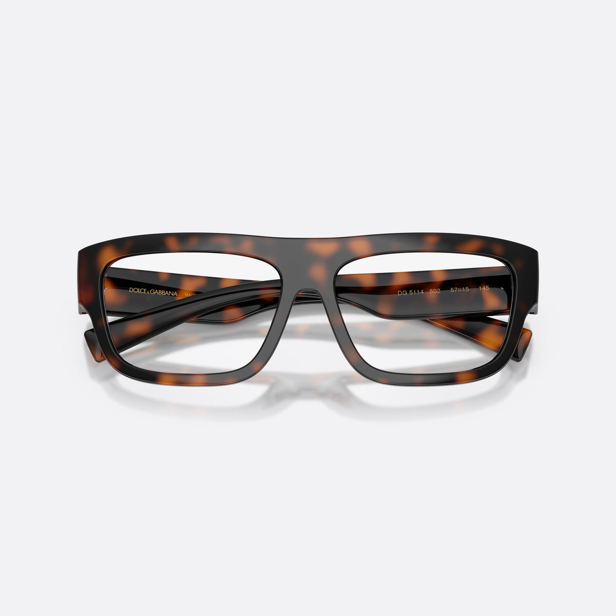 Rame ochelari de vedere Dolce & Gabbana DG5114 502, rectangulari havana, pentru bărbați, punte tip șa, logo al brandului pe braț, ramă completă, cu brațele pliate