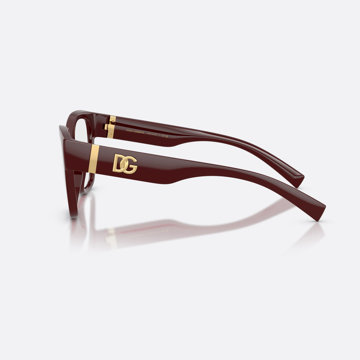 Dolce & Gabbana DG5115 3091 eyeglasses, red butterfly frame for women, plain bridge, integrated into front, full-rim frame, side view