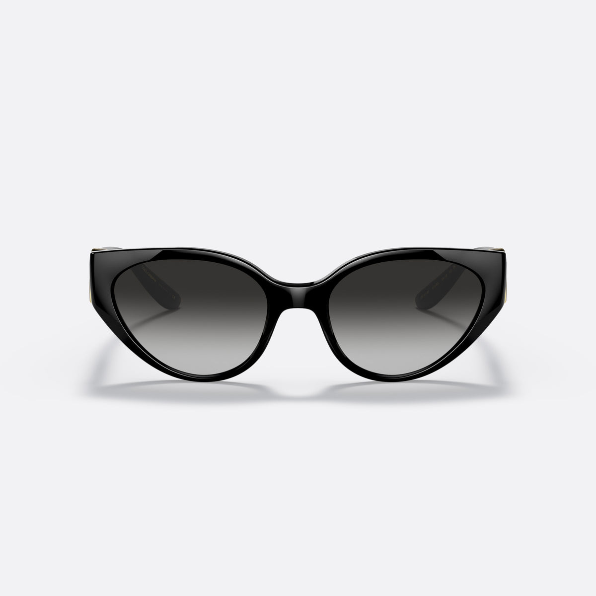 Ochelari de soare Dolce & Gabbana DG6146 501/8G, cat eye negru, pentru femei, punte simplă, logoul brandului pe placa de pe braț, vedere din față