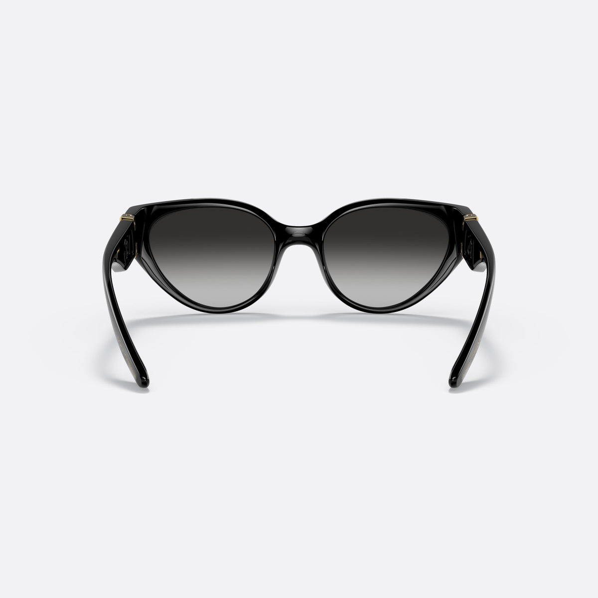 Ochelari de soare Dolce & Gabbana DG6146 501/8G, cat eye negru, pentru femei, punte simplă, logoul brandului pe placa de pe braț, vedere din spate