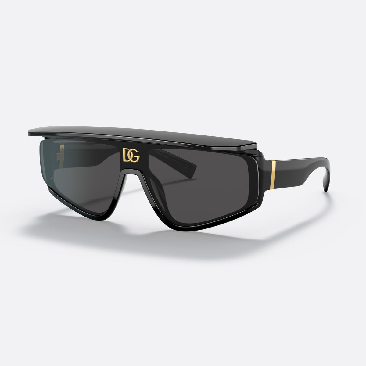 Dolce & Gabbana DG6177 501/87 sunglasses, black rectangle frame, unisex, integrated bridge with wide-set shape, wide tapered temples