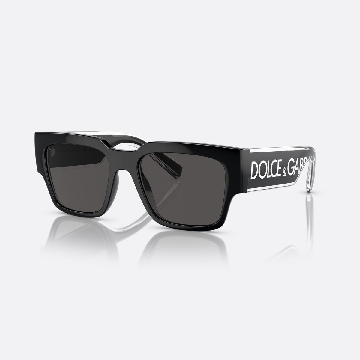 Dolce & Gabbana DG6184 501/87 sunglasses, black square frame for men, plain bridge, integrated into frame, full-rim frame