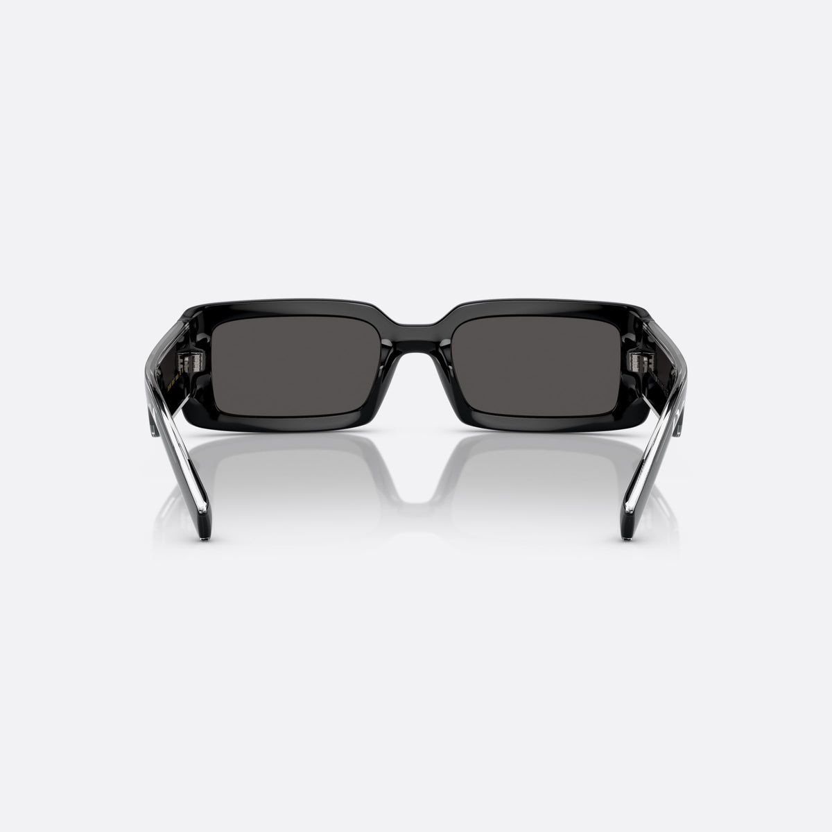 Dolce & Gabbana DG6187 501/87 sunglasses, black rectangle frame, unisex, plain integrated bridge, brand lettering on temples, back view