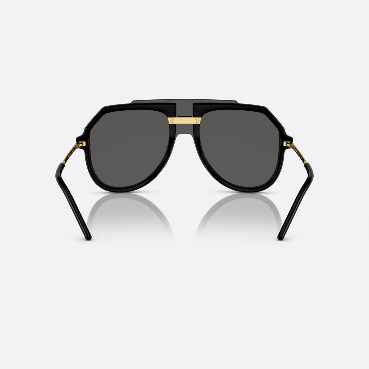 Dolce & Gabbana DG6195 501/87 sunglasses, black pilot frame for men, double bridge with gold-tone plate, back view