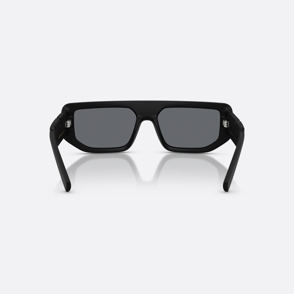 Dolce & Gabbana DG6203 25256G sunglasses, black rectangle frame, unisex, plain bridge, single piece, wide tapered temples, back view