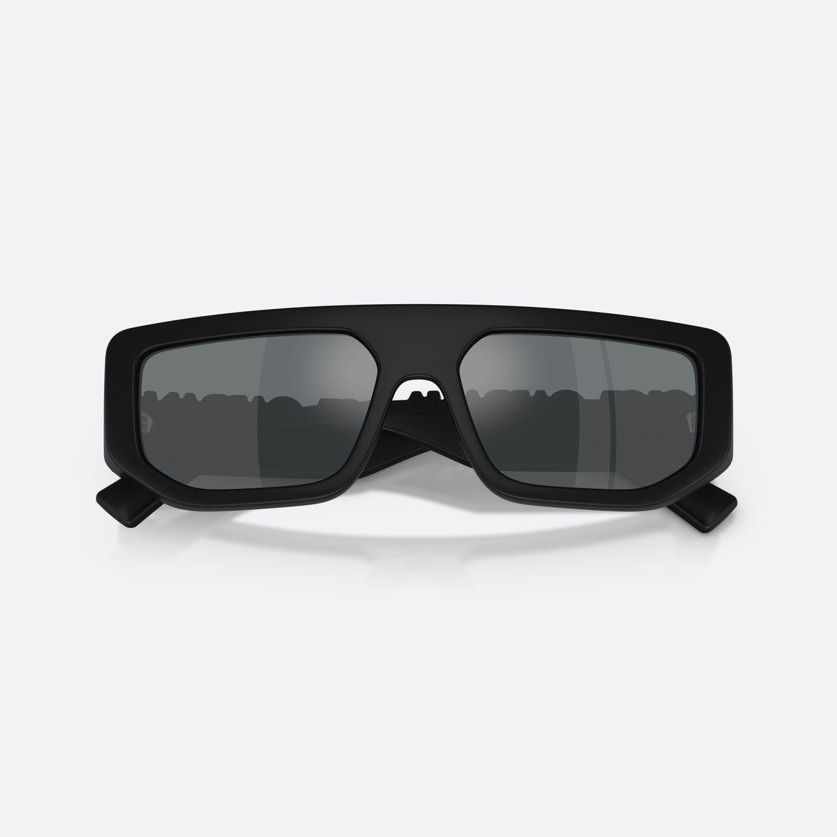 Dolce & Gabbana DG6203 25256G sunglasses, black rectangle frame, unisex, plain bridge, single piece, wide tapered temples, folded