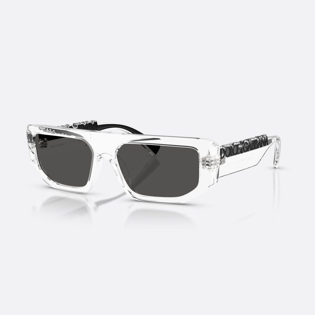 Ochelari de soare Dolce & Gabbana DG6203 313387, rectangulari transparent, unisex, punte simplă, literele brandului pe brațe, ramă completă
