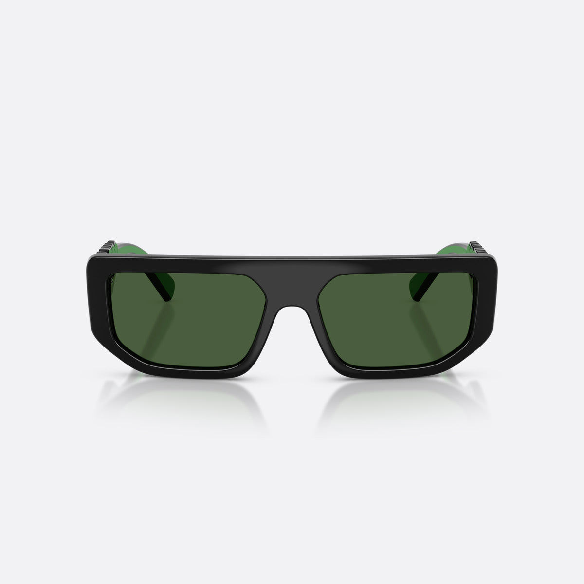 Dolce & Gabbana DG6203 501/71 sunglasses, black rectangle frame, unisex, keyhole bridge, brand lettering on the temples, front view