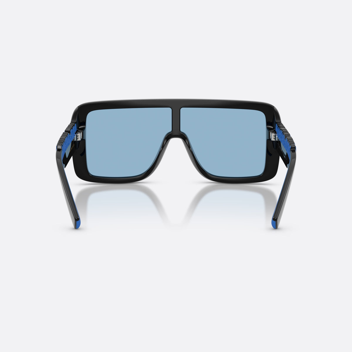 Dolce & Gabbana DG6204 501/80 sunglasses, black rectangle frame, unisex, single narrow central bridge, brand lettering on temples, back view