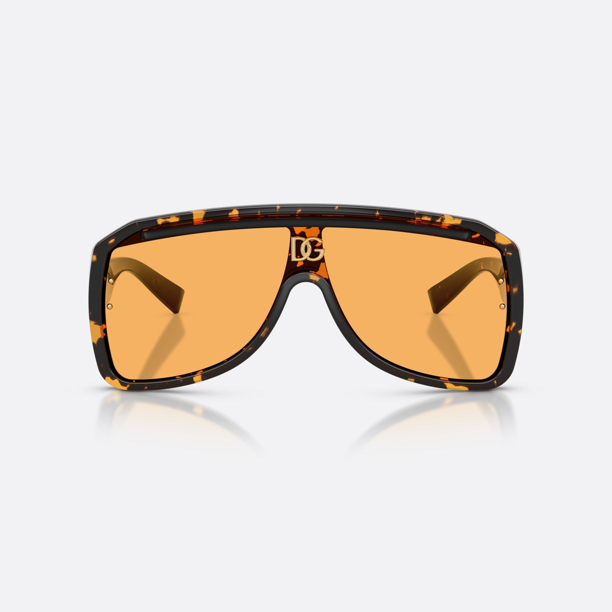Ochelari de soare Dolce & Gabbana DG6205 512/85, pilot havana, unisex, punte integrată cu placă cu logo, logo al brandului pe punte, vedere din față