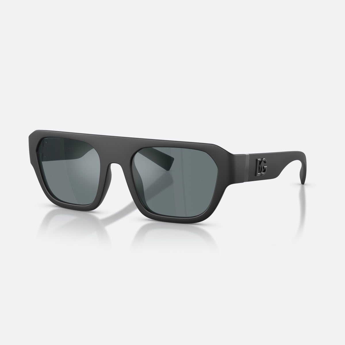 Dolce & Gabbana DG6206 25256G sunglasses, black square frame for men, plain saddle bridge, brand logo on temple