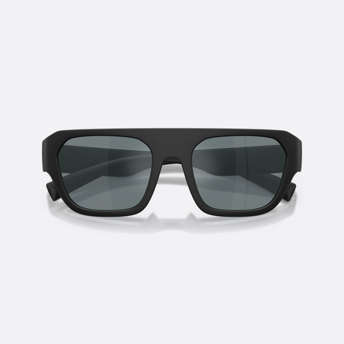 Dolce & Gabbana DG6206 25256G sunglasses, black square frame for men, plain saddle bridge, brand logo on temple, folded