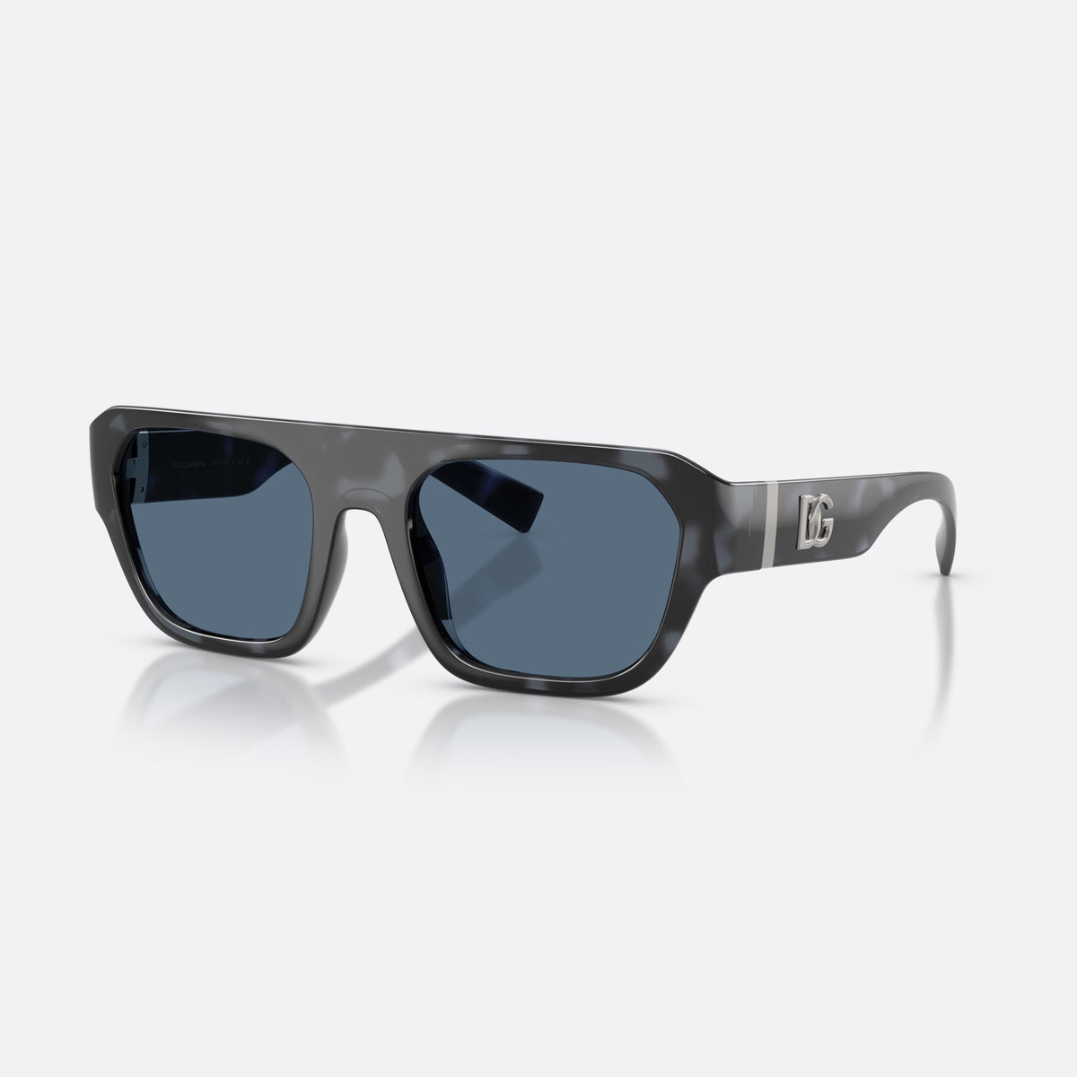 Dolce & Gabbana DG6206 344380 sunglasses, blue square frame for men, plain saddle-style bridge, brand logo on temple