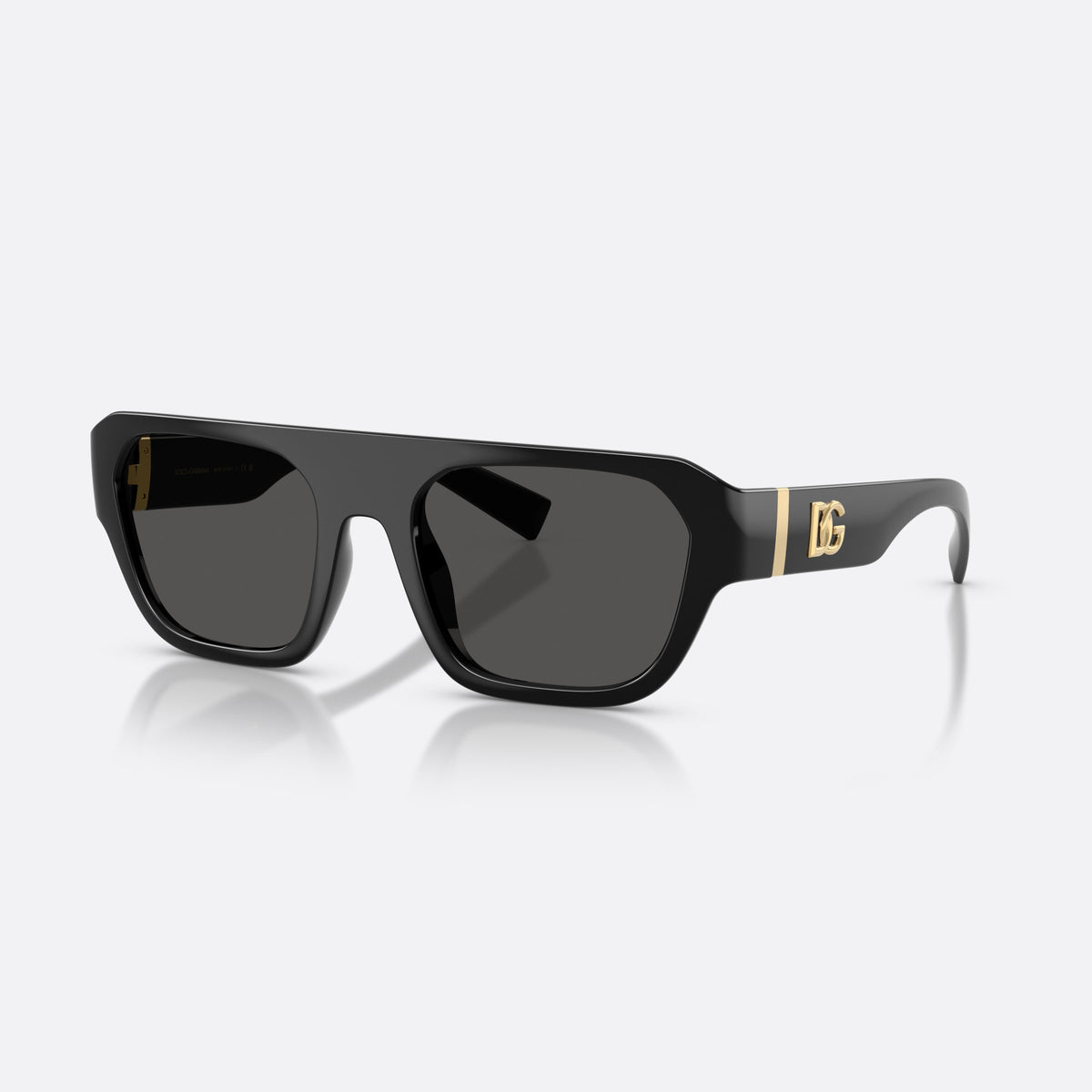 Dolce & Gabbana DG6206 501/87 sunglasses, black square frame for men, keyhole bridge, brand logo on temple, wide tapered temples