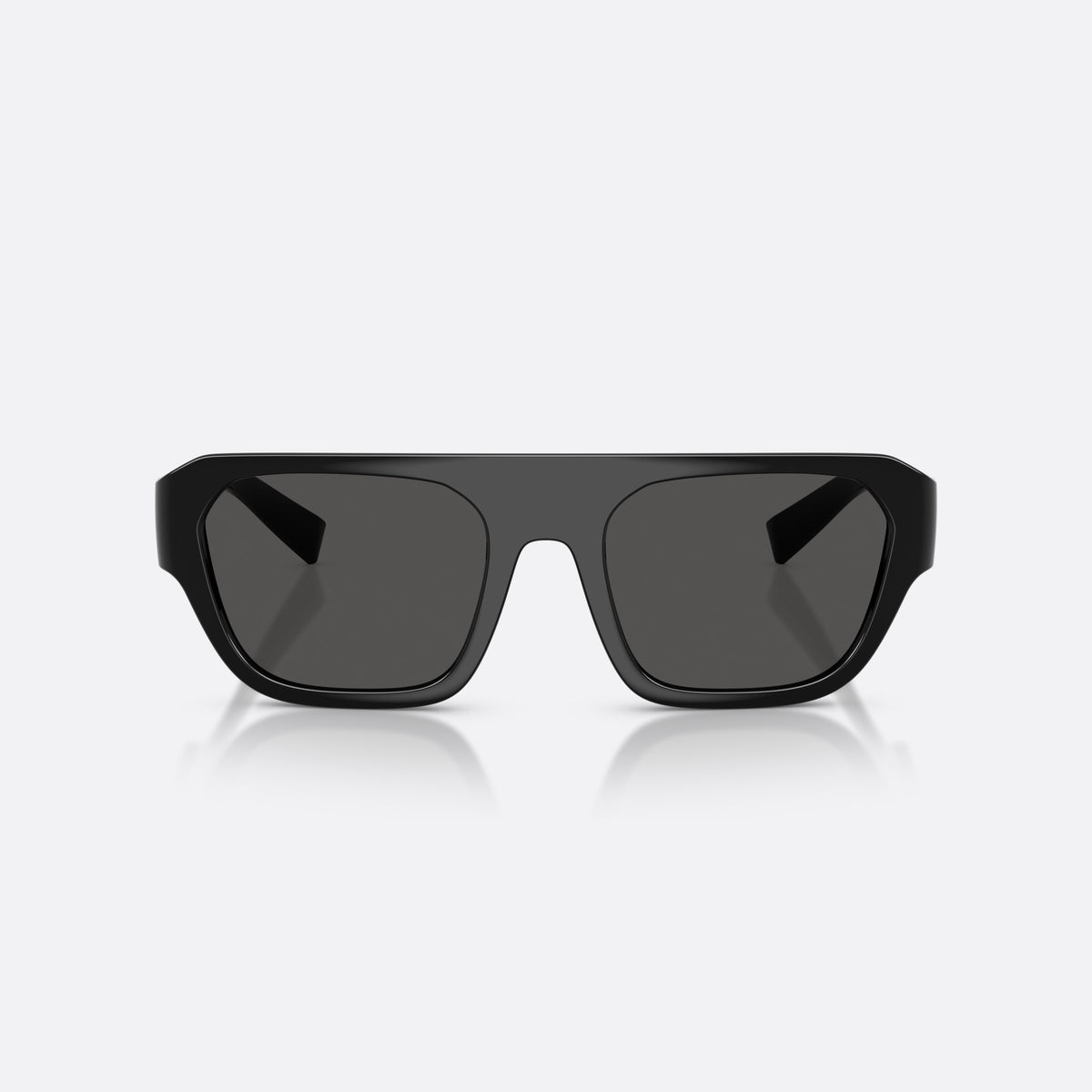 Dolce & Gabbana DG6206 501/87 sunglasses, black square frame for men, keyhole bridge, brand logo on temple, wide tapered temples, front view
