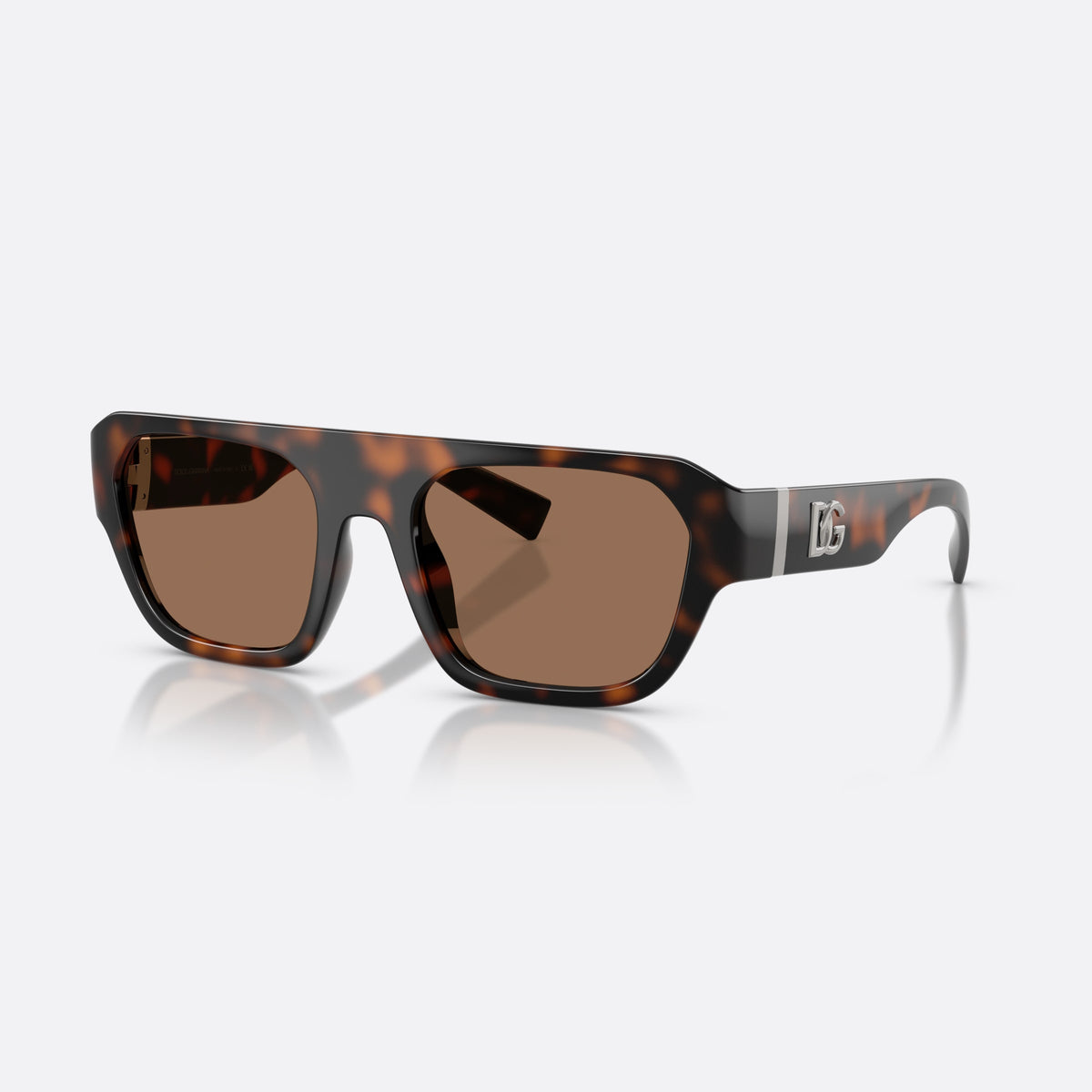 Dolce & Gabbana DG6206 502/73 sunglasses, havana square frame for men, keyhole bridge, brand logo on temple, wide tapered temples