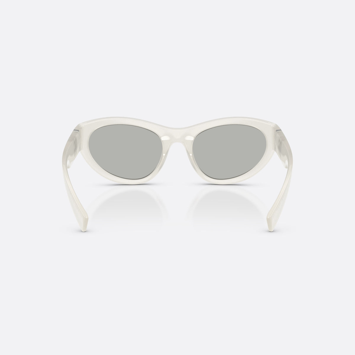 Dolce & Gabbana DG6207 30398V sunglasses, white cat eye frame for women, plain integrated bridge, brand logo plaque on temple, back view