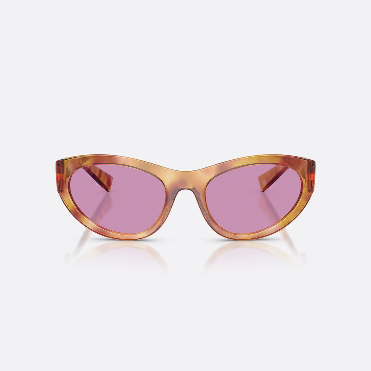 Ochelari de soare Dolce & Gabbana DG6207 34771A, cat eye violet, pentru femei, punte simplă, placă cu logoul brandului pe braț, vedere din față