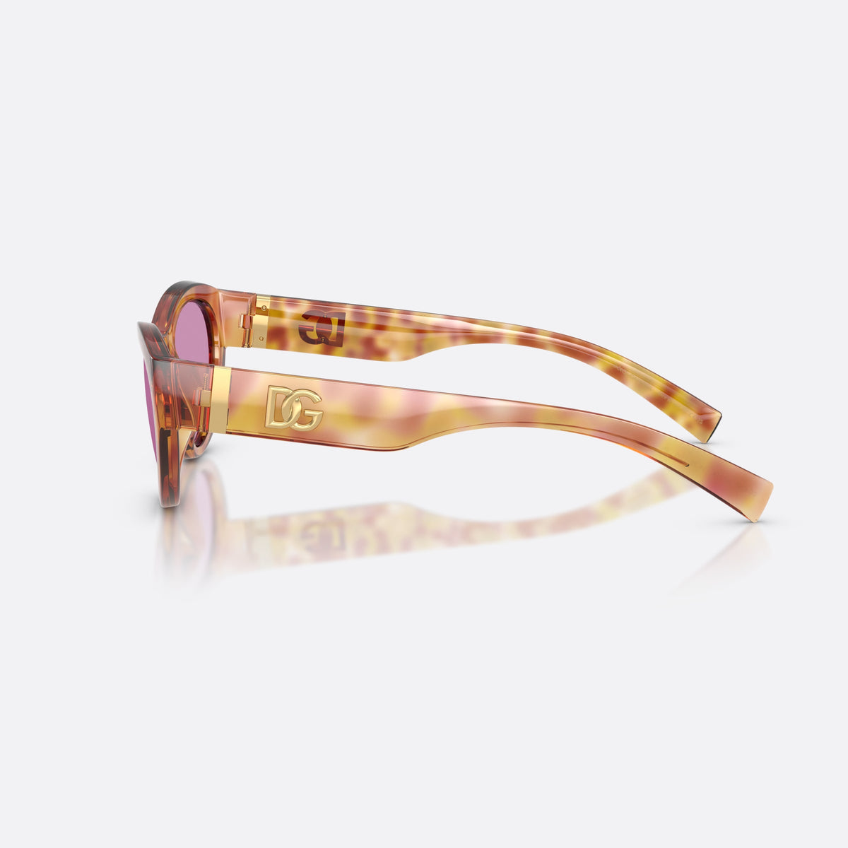 Ochelari de soare Dolce & Gabbana DG6207 34771A, cat eye violet, pentru femei, punte simplă, placă cu logoul brandului pe braț, vedere laterală