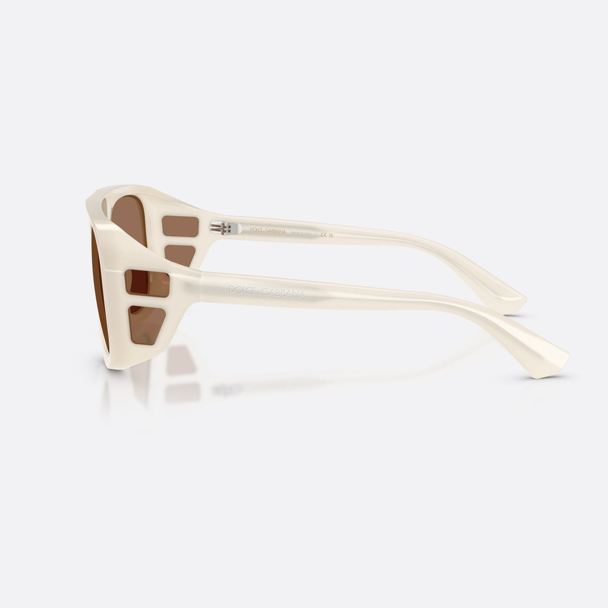 Dolce & Gabbana DG6208 303973 sunglasses, white pilot frame for men, plain double bridge, brand lettering on temples, side view
