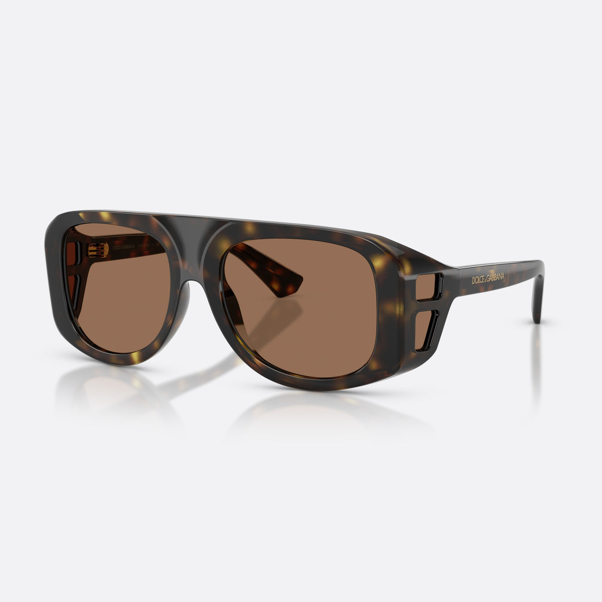 Dolce & Gabbana DG6208 502/73 sunglasses, havana pilot frame for men, keyhole bridge, brand lettering on the temples