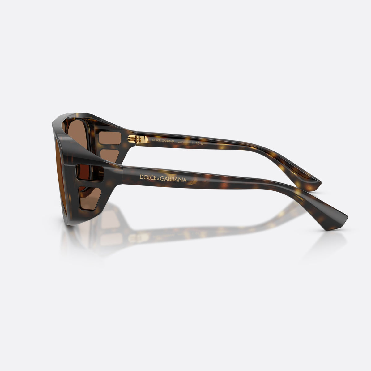 Dolce & Gabbana DG6208 502/73 sunglasses, havana pilot frame for men, keyhole bridge, brand lettering on the temples, side view
