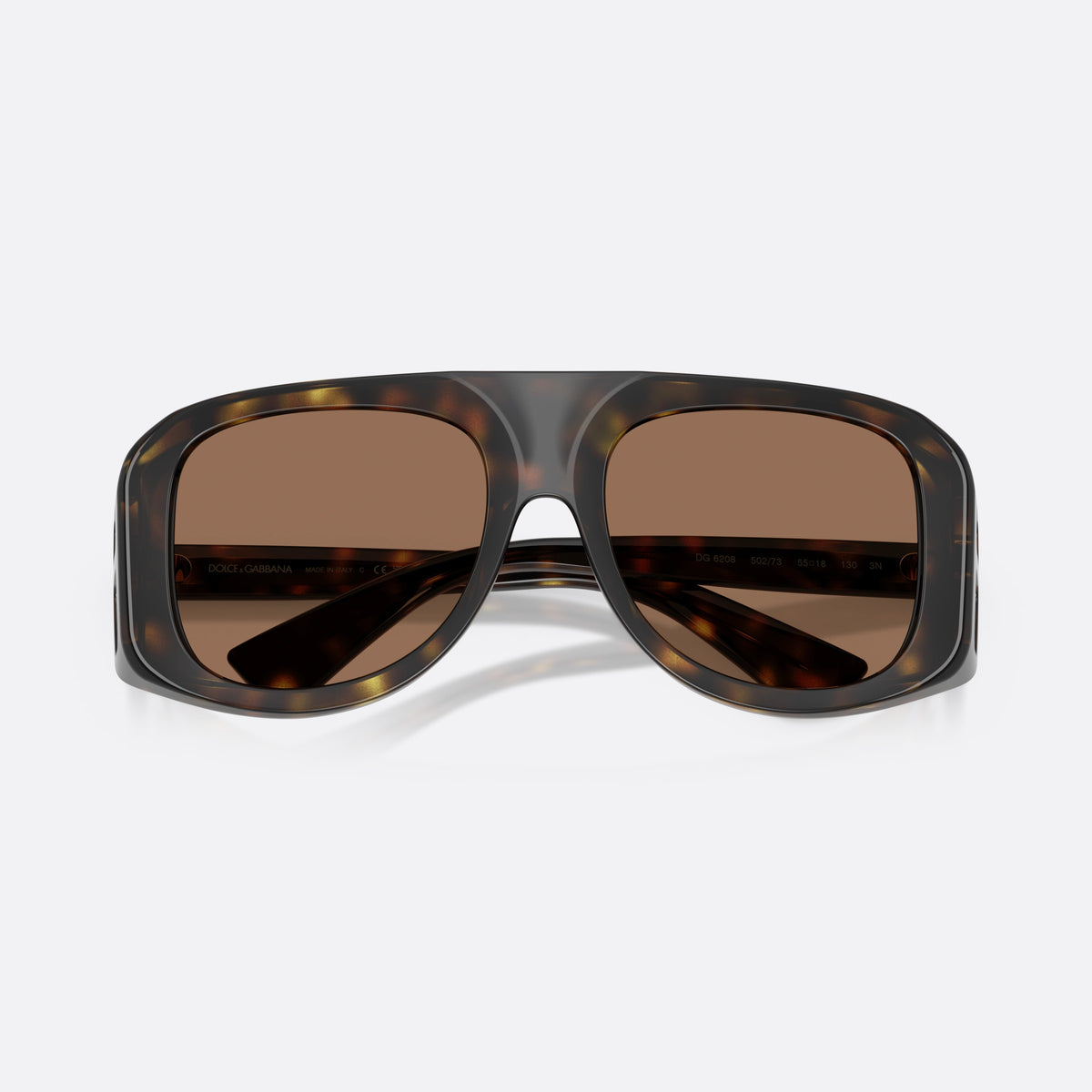Dolce & Gabbana DG6208 502/73 sunglasses, havana pilot frame for men, keyhole bridge, brand lettering on the temples, folded