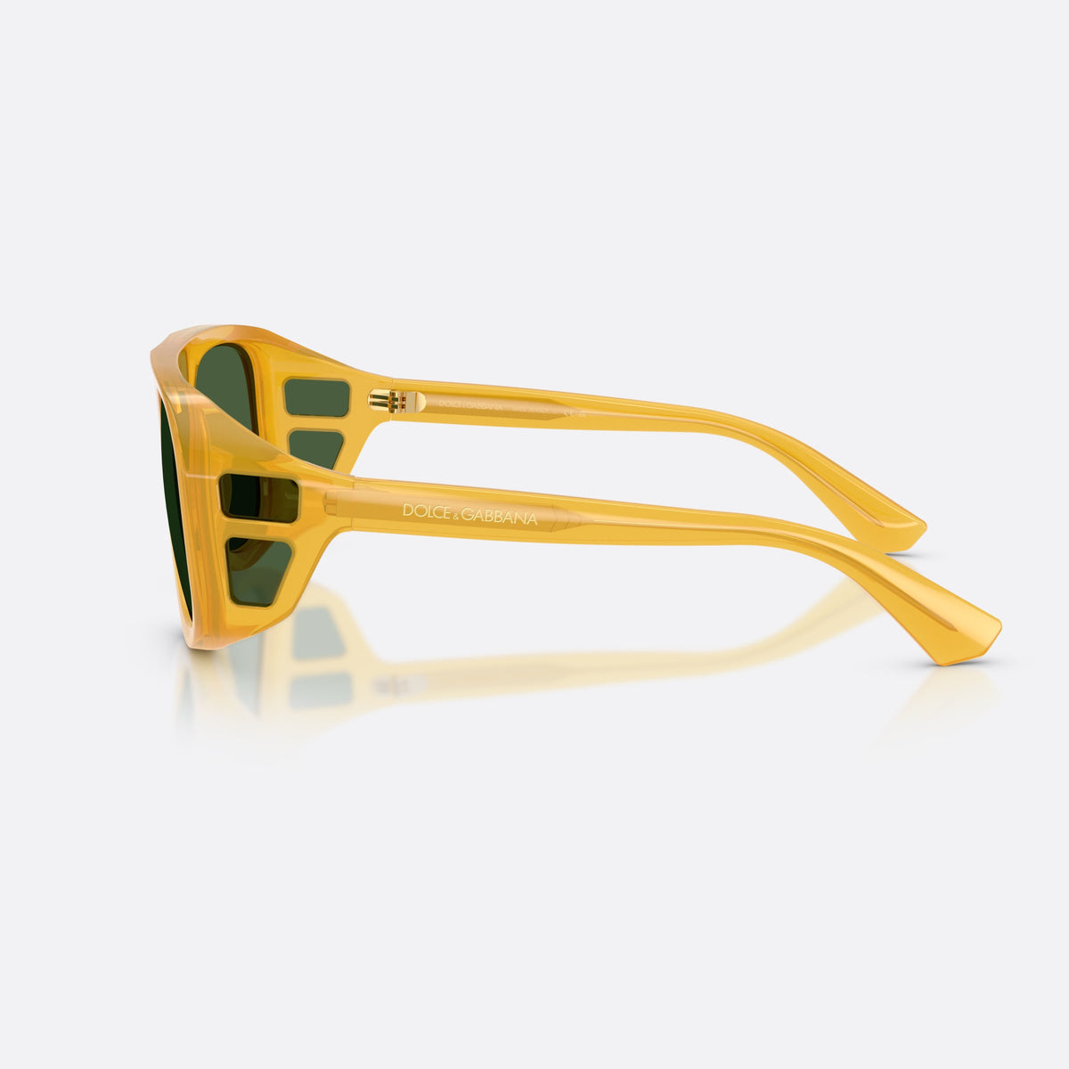 Dolce & Gabbana DG6208 652/71 sunglasses, havana pilot frame for men, plain integrated bridge, brand logo on temple, side view