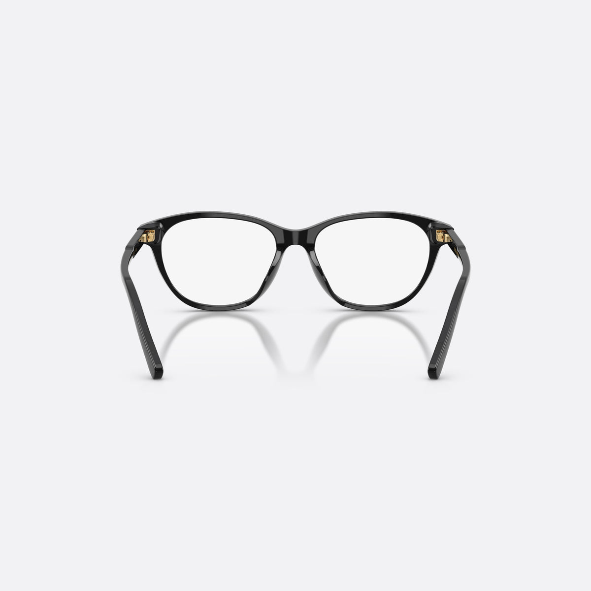 Dolce & Gabbana DX3002 501 eyeglasses, black cat eye frame for kids, plain combined bridge, brand lettering on temples, back view