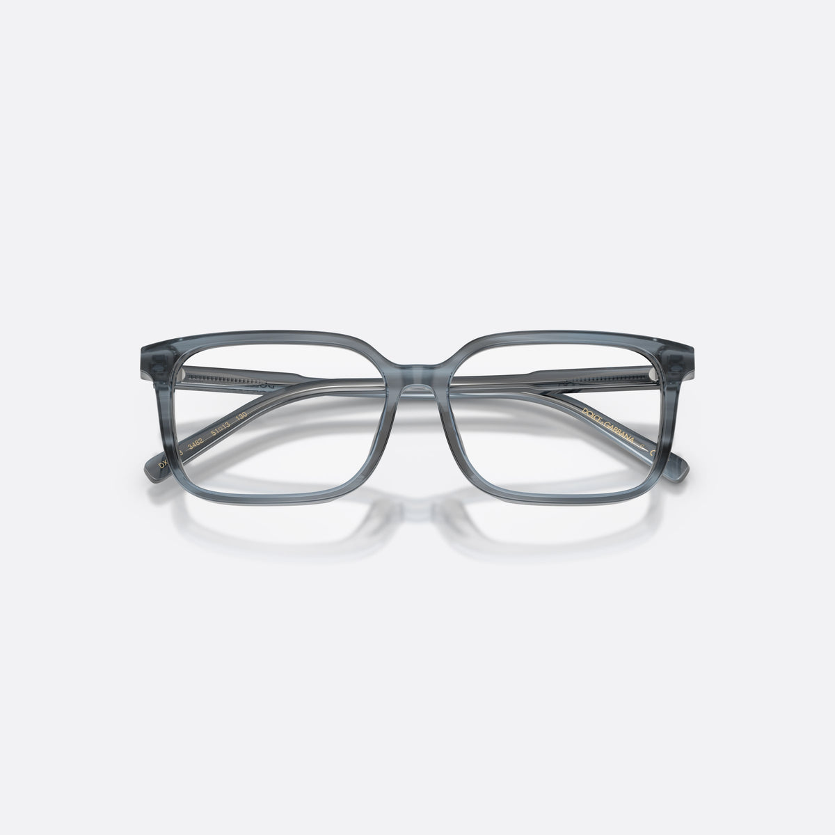 Dolce & Gabbana DX3003 3482 eyeglasses, blue square frame for kids, plain bridge, brand lettering on temples, folded