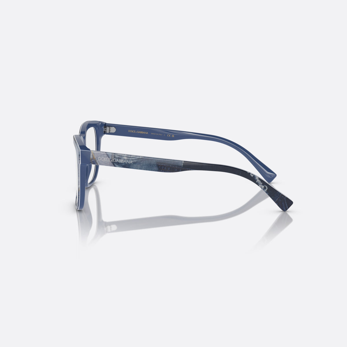 Dolce & Gabbana DX3356 3402 eyeglasses, blue rectangle frame for kids, plain bridge, integrated into frame, full-rim frame, side view