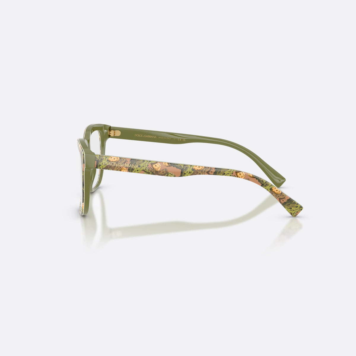 Dolce & Gabbana DX3356 3488 eyeglasses, multicolor rectangle frame for kids, plain integrated bridge, brand lettering on temples, side view