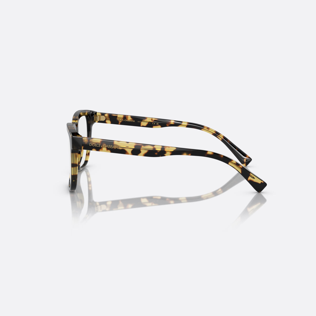 Dolce & Gabbana DX3356 512 eyeglasses, havana rectangle frame for kids, plain bridge, brand lettering on temples, side view
