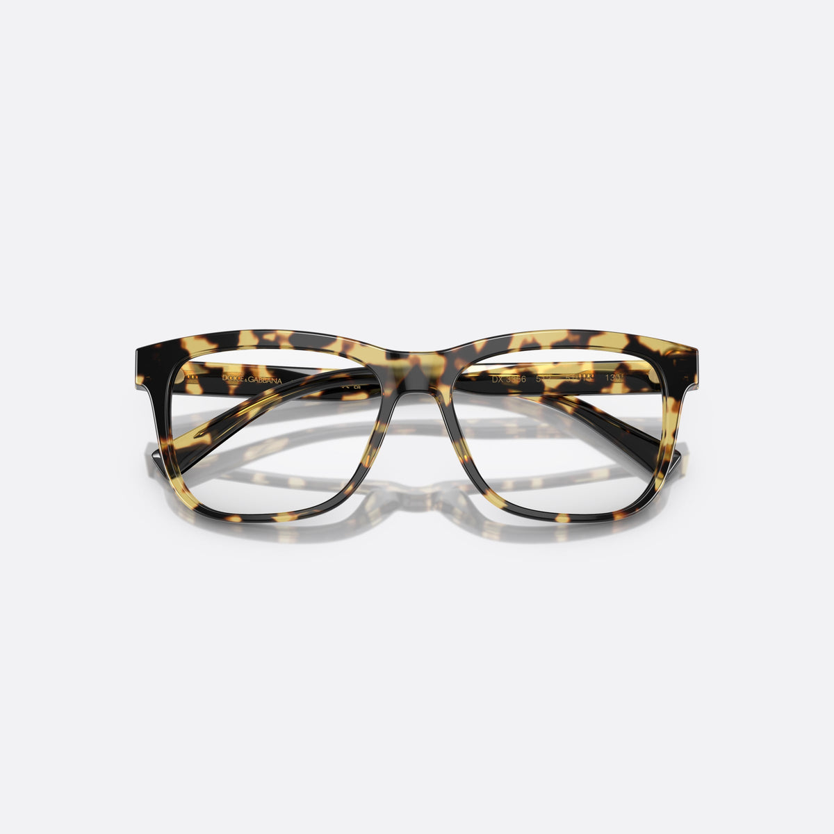 Dolce & Gabbana DX3356 512 eyeglasses, havana rectangle frame for kids, plain bridge, brand lettering on temples, folded