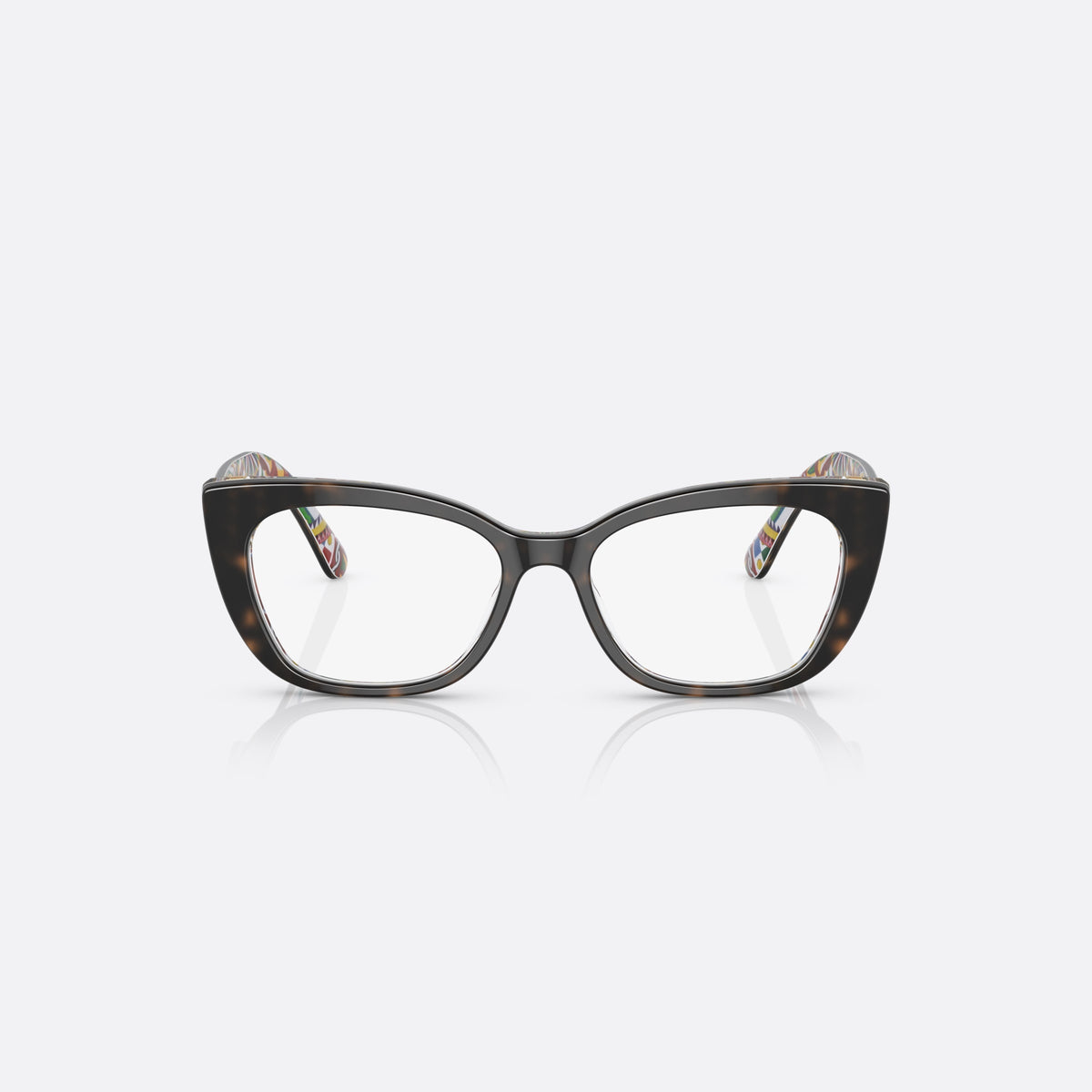 Dolce & Gabbana DX3357 3217 eyeglasses, havana cat eye frame for kids, plain bridge joining the rims, slim tapered temples, front view