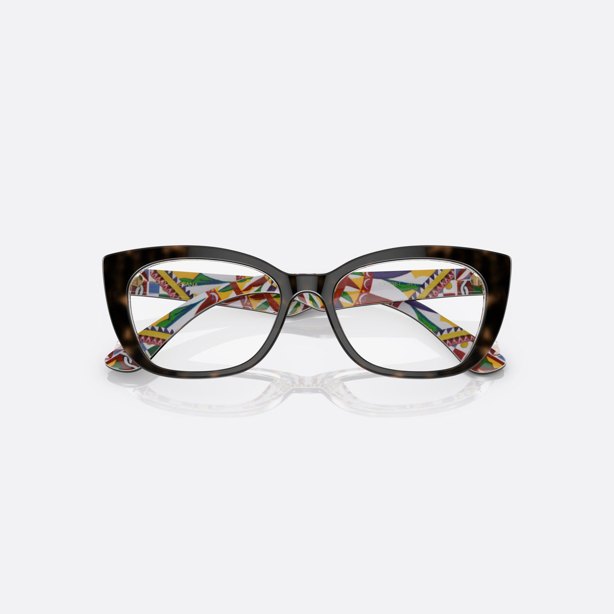 Dolce & Gabbana DX3357 3217 eyeglasses, havana cat eye frame for kids, plain bridge joining the rims, slim tapered temples, folded
