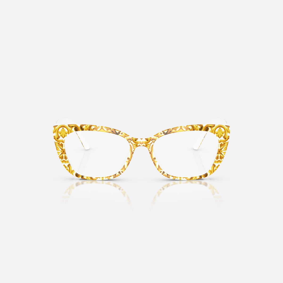 Rame ochelari de vedere Dolce & Gabbana DX3357 3434, cat eye galben, pentru copii, punte simplă, brațe subțiri cu capete înguste, ramă completă, vedere din față
