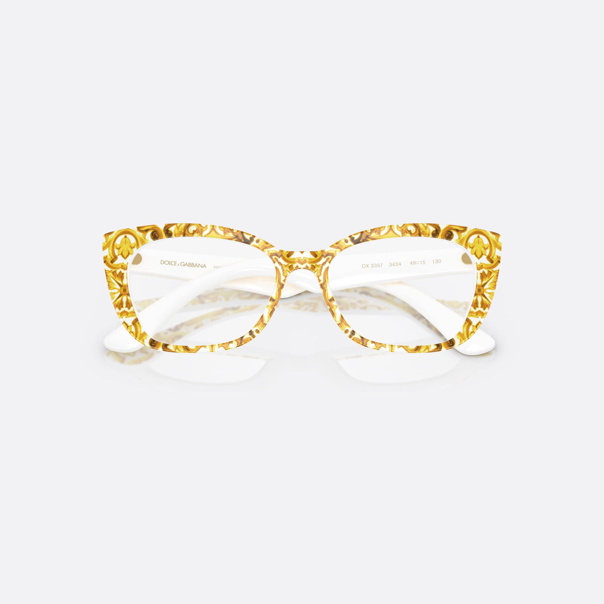 Rame ochelari de vedere Dolce & Gabbana DX3357 3434, cat eye galben, pentru copii, punte simplă, brațe subțiri cu capete înguste, ramă completă, cu brațele pliate